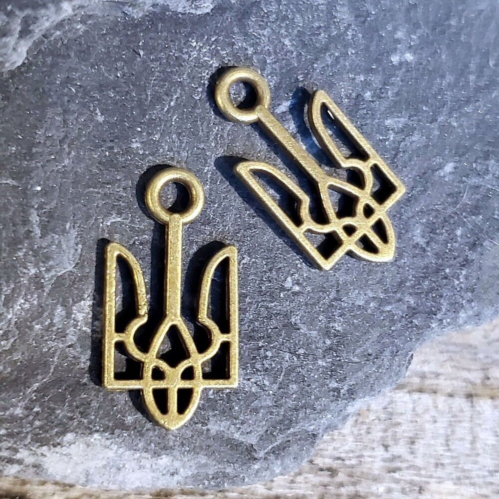 Bronze Ukraine National Emblem Ukrainian Symbol 18x9mm Charms Pendants 10 pcs